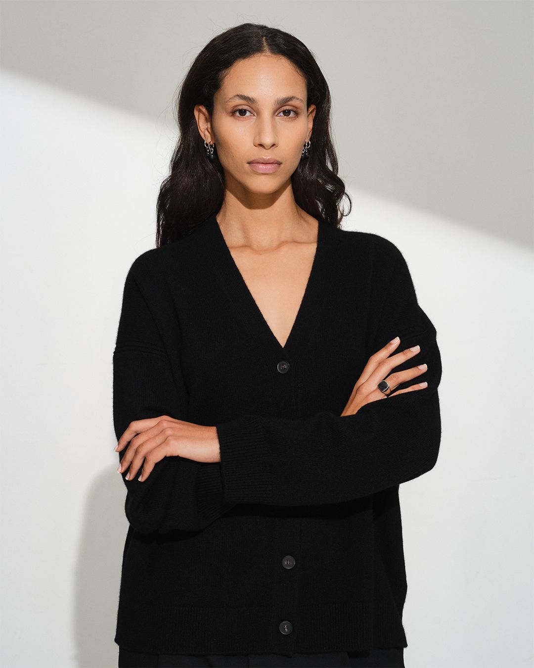 Cushion Black Larvikite【M】/ クッション ブラック ラルビカイト リング