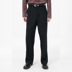 BORROWED CHINO   Coal Black Link Stripe Weave