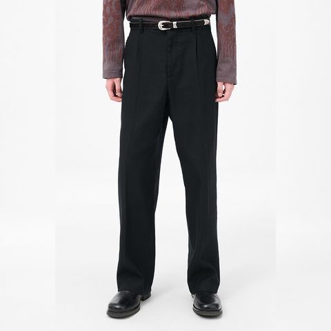 BORROWED CHINO   Coal Black Link Stripe Weave