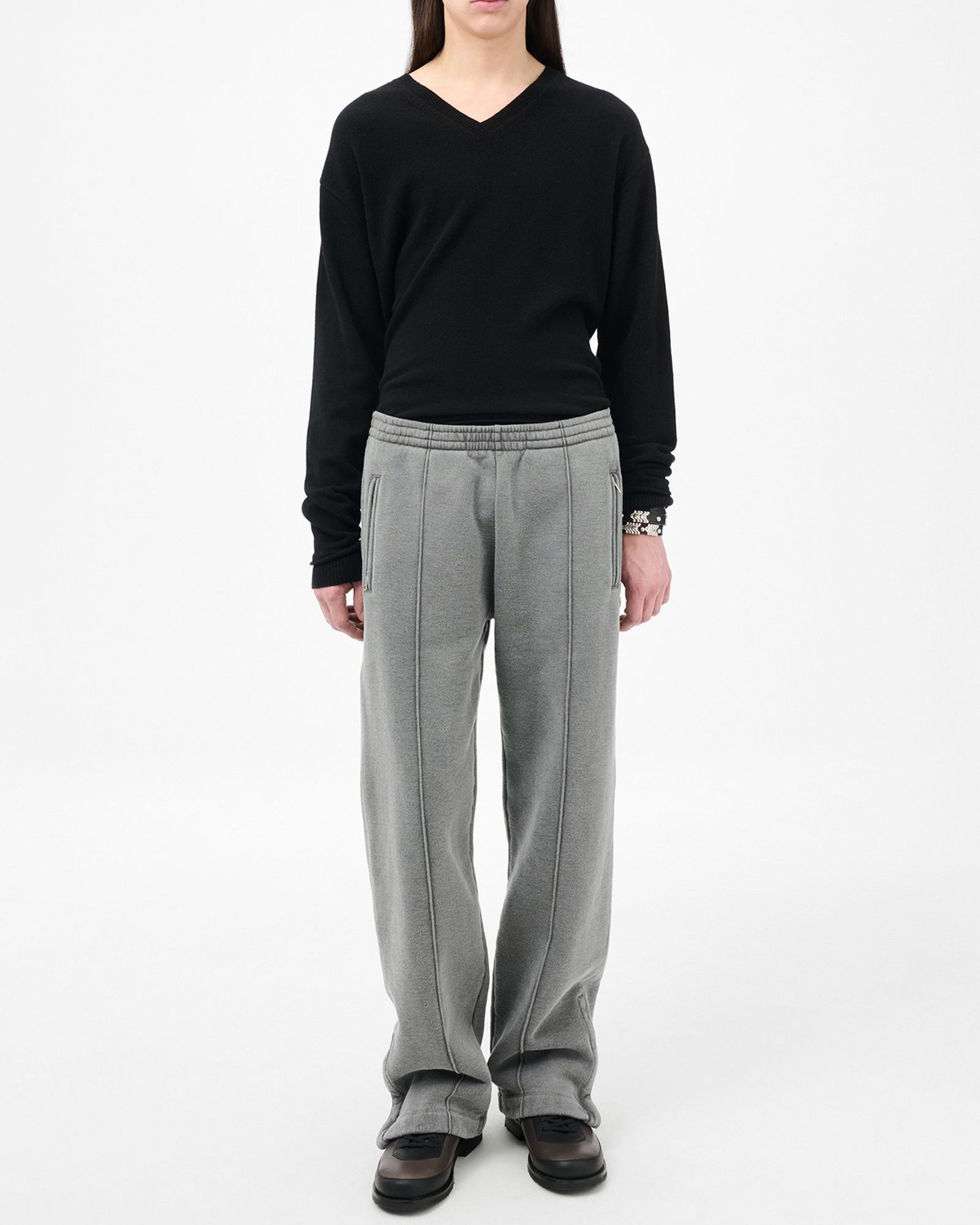 TRACK PANTS   Worn Black Hefty Fleece