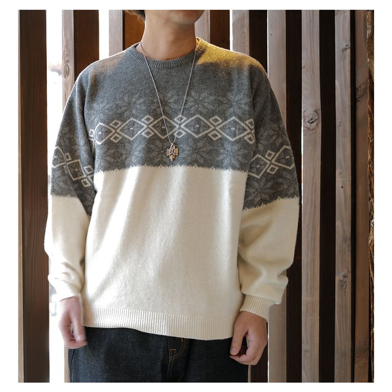 SEQUEL - SQ-23AW-KN-03 NORDIC CREW NECK KNIT GRAY x GRAY | River