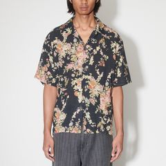 ELDER SHIRT SHORTSLEEVE    Black Floral Tapestry Print