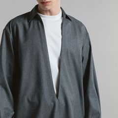 SUPER140Sプルオーバーシャツ[C.GRAY]