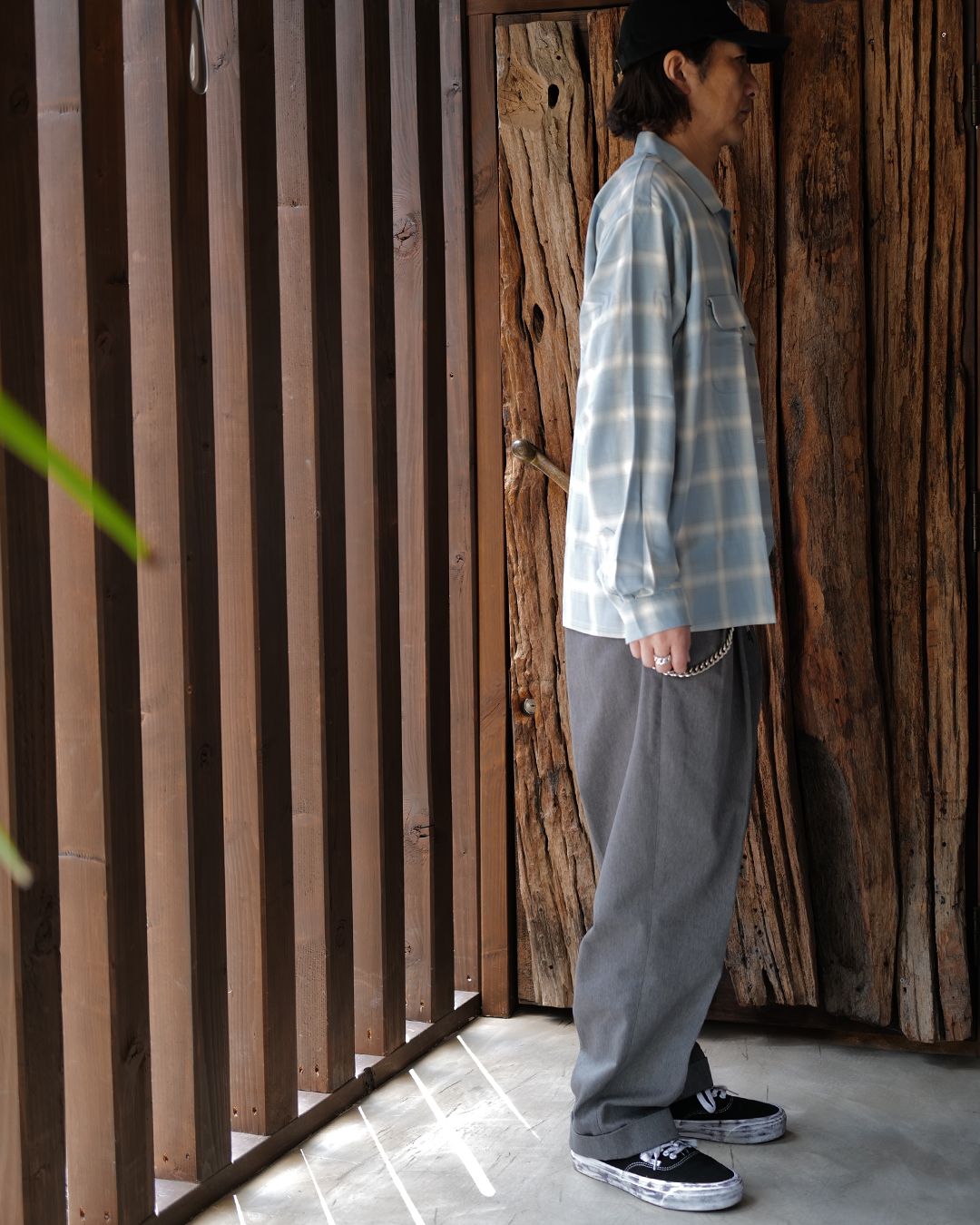 OMBRE CHECK LONG SLEEVE SHIRT [SAXE]