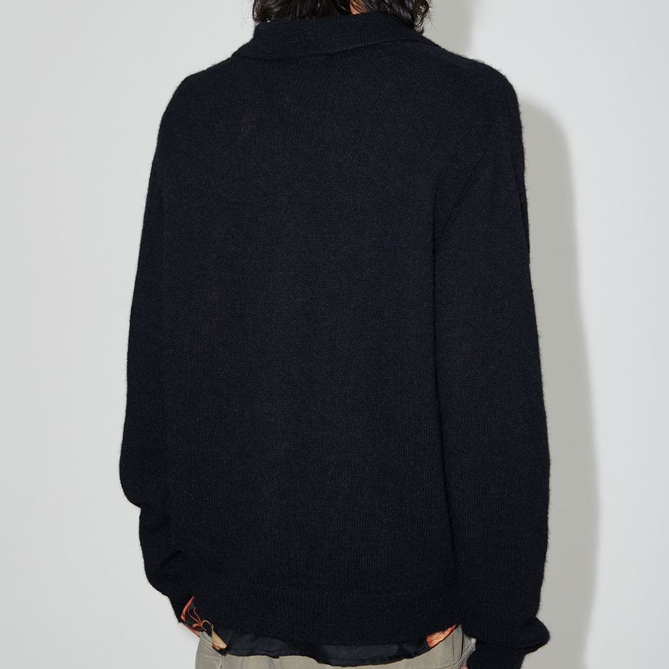 【LAST1 Size50】EVENING POLO  Black Fuzzy Alpaca