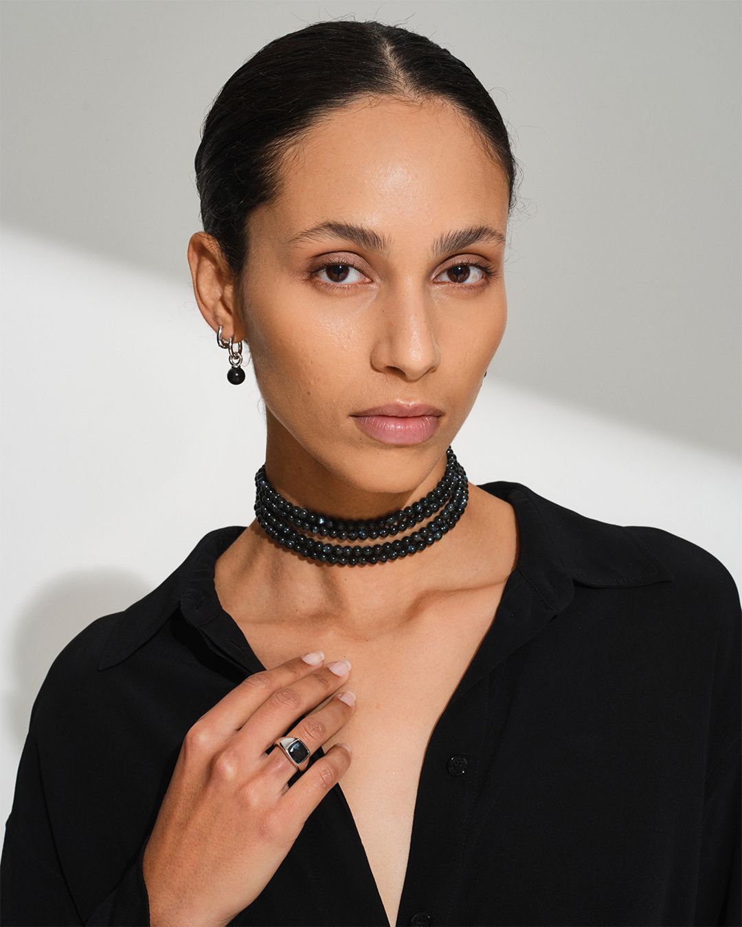 Kay Ring Black Larvikite / ケイ リング ブラック ラルビカイト