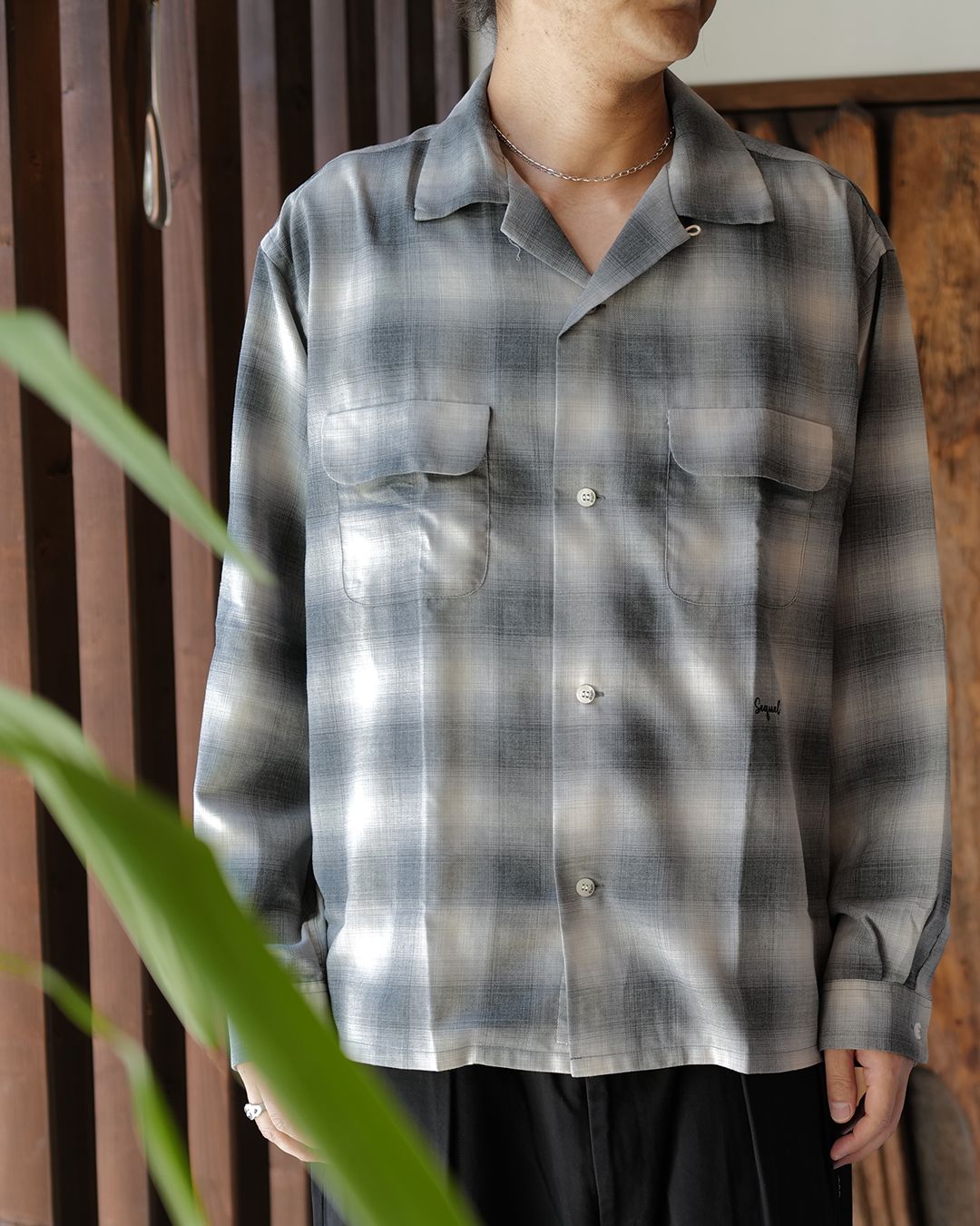 SQ-26AW-SH-01 OPEN COLLAR SHIRT [BLACK]