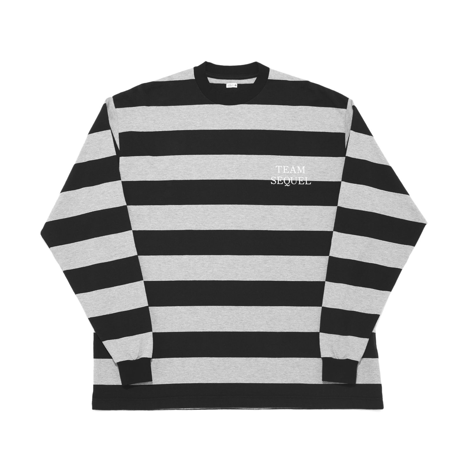 BORDER LONG SLEEVE T-SHIRT  BLACK x GRAY