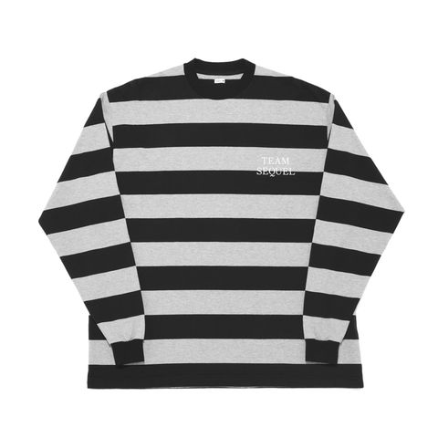 BORDER LONG SLEEVE T-SHIRT  BLACK x GRAY