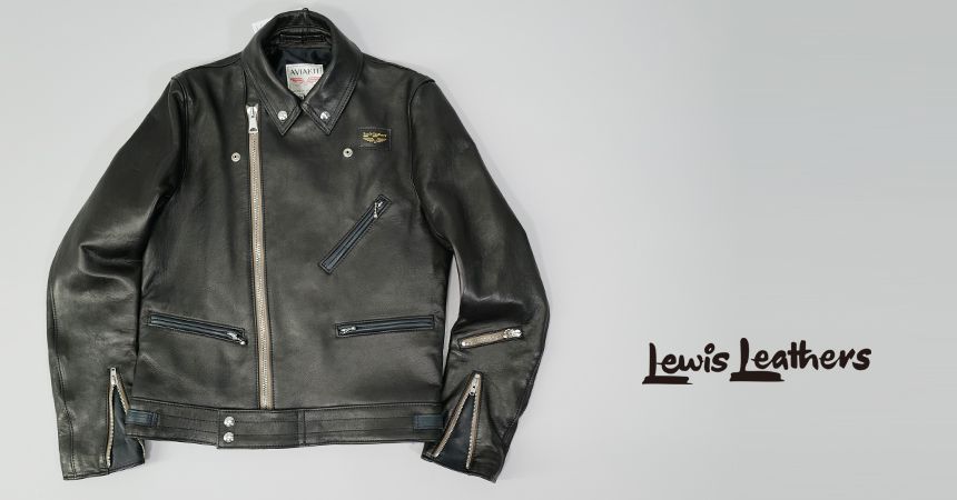Lewis Leathers　Cyclone -サイクロン-  【Tight-Fit】  (シープレザー / 裏地:ブラックニット/ベージュジップ) Black x Navy