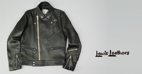 Lewis Leathers　Cyclone -サイクロン-  【Tight-Fit】  (シープレザー / 裏地:ブラックニット/ベージュジップ) Black x Navy
