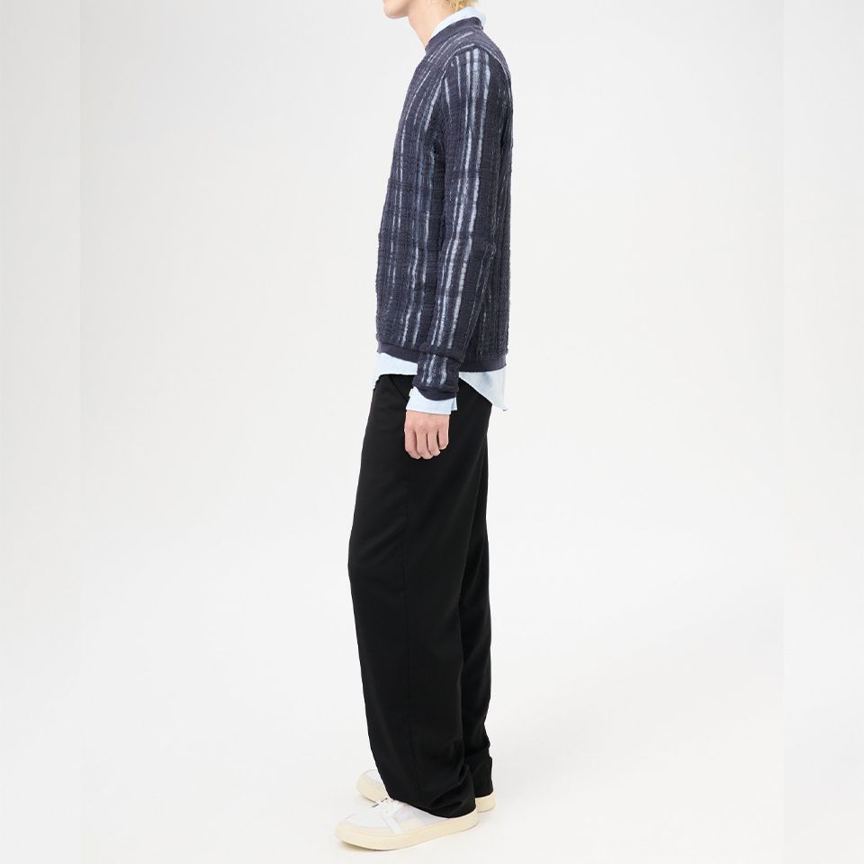 FORMAL ROUNDNECK   Washed Navy Tech Cotton