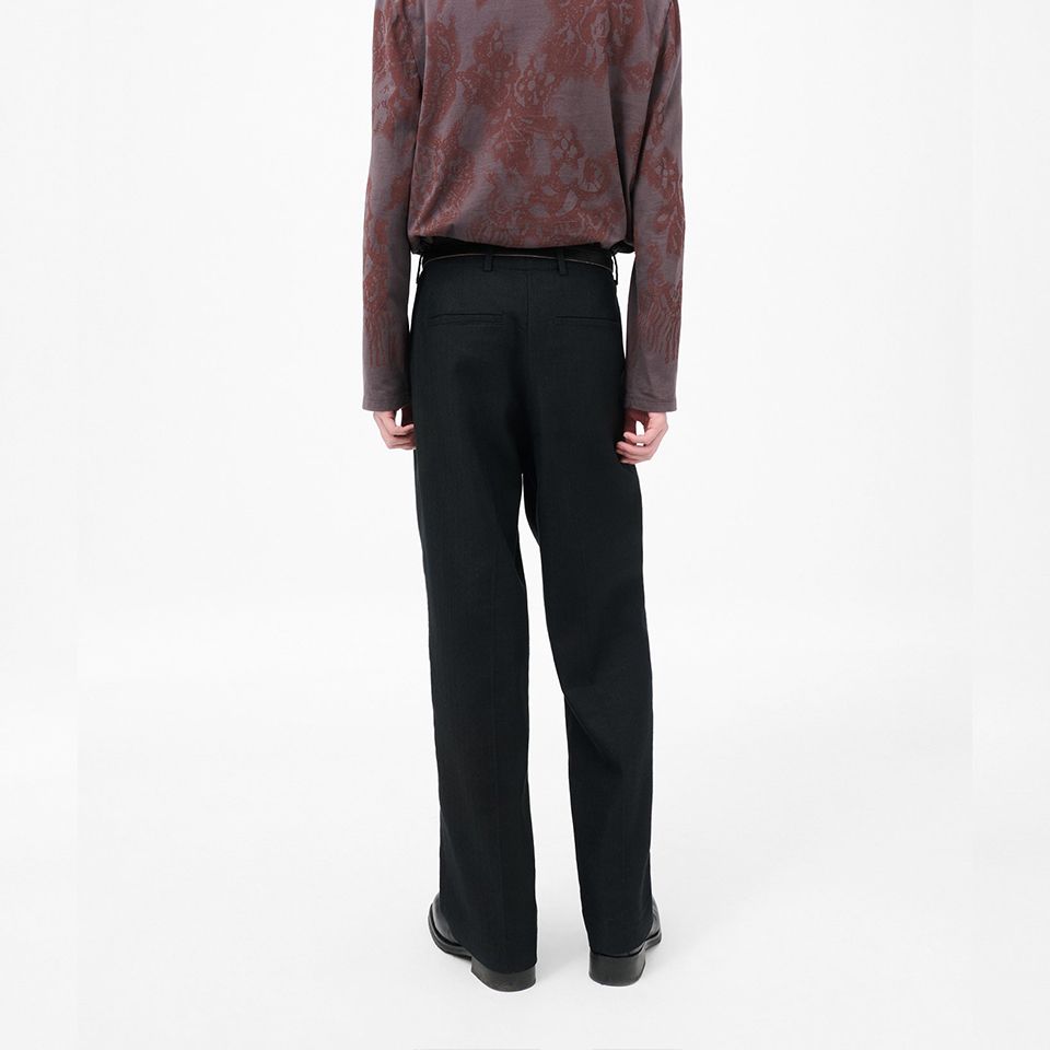 BORROWED CHINO   Coal Black Link Stripe Weave