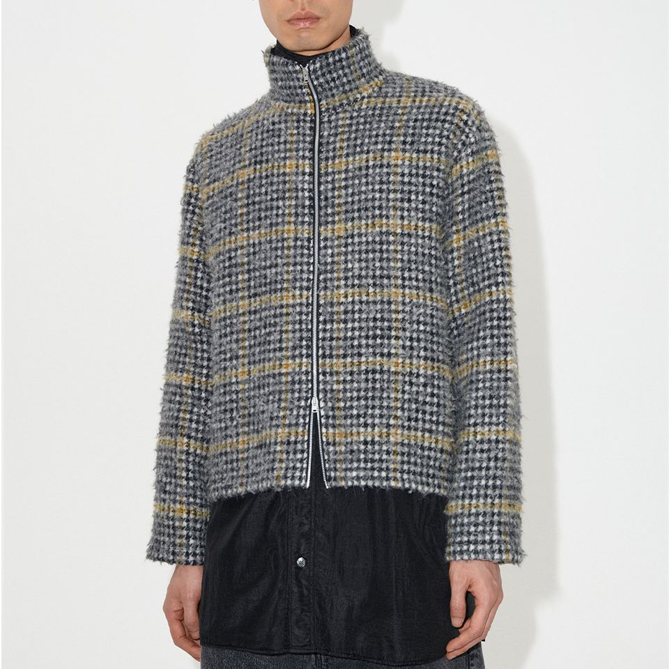 OUR LEGACY - SHRUNKEN FULLZIP POLO Prenzlauer Houndstooth