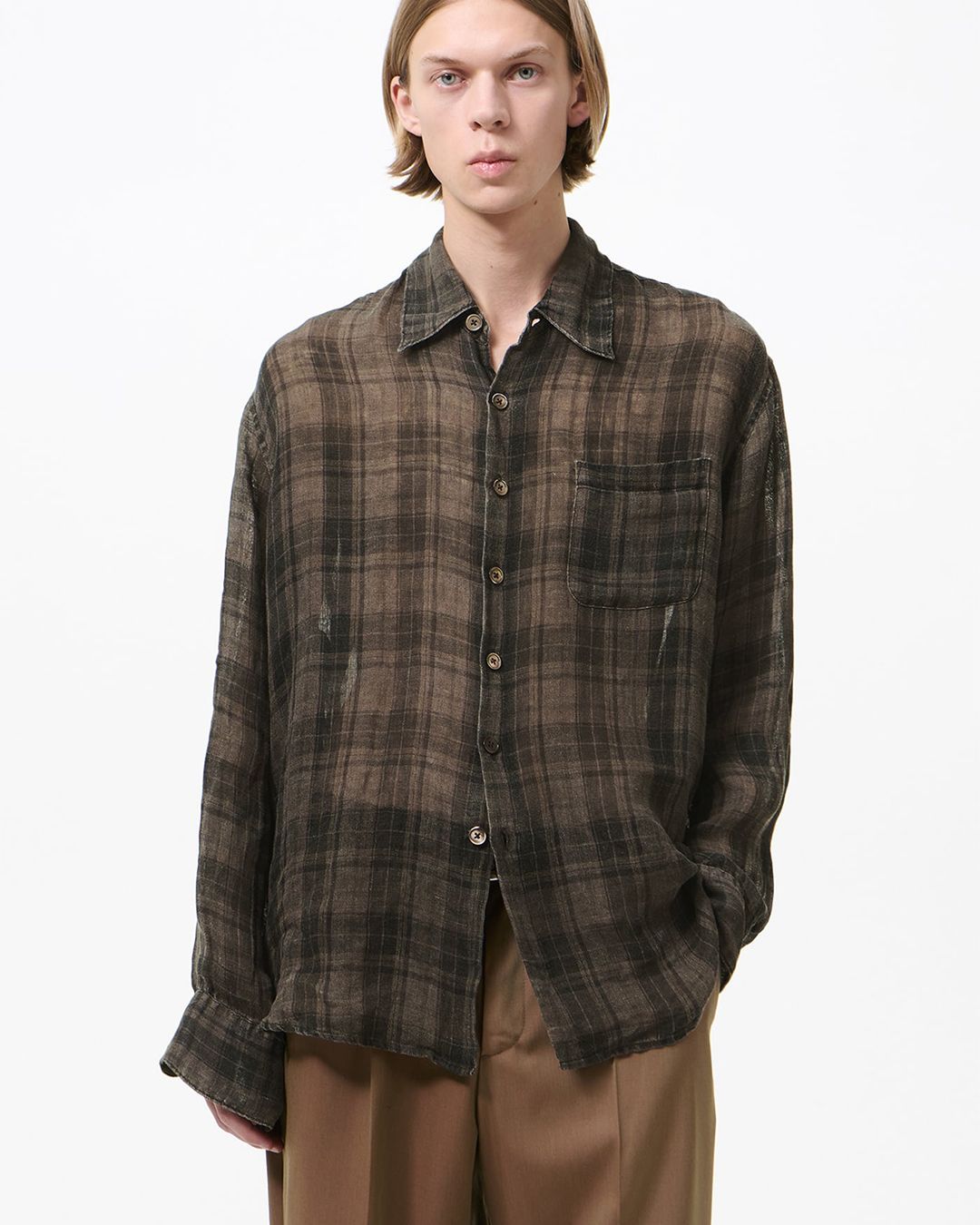 ABOVE SHIRT   Penumbra Check Sheercoat Linen