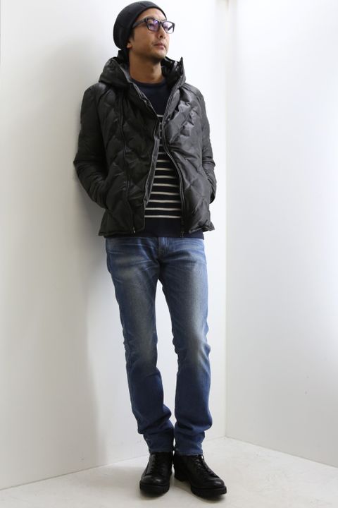 人気アイテムBACKLASHのレザーダウンスタイル　BLACK