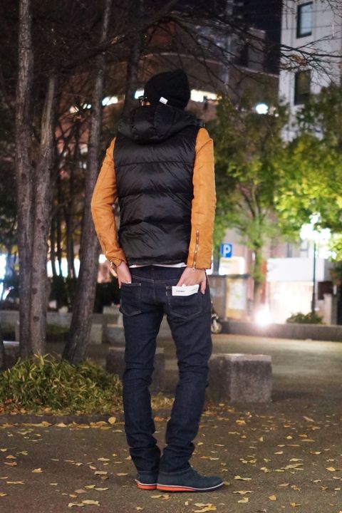 レザージャケット+ダウンベスト　ヘビーアウターだと暑い!という方向けです。