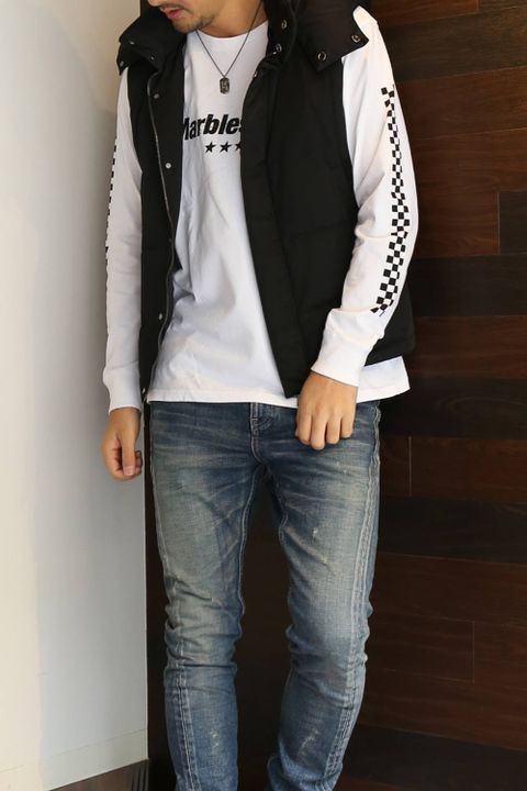 wjk ダウンベストを使ったスタイル