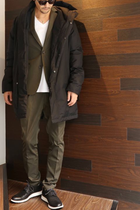 【jun hashimoto】ラップダウンコートを使ったシックなスタイル