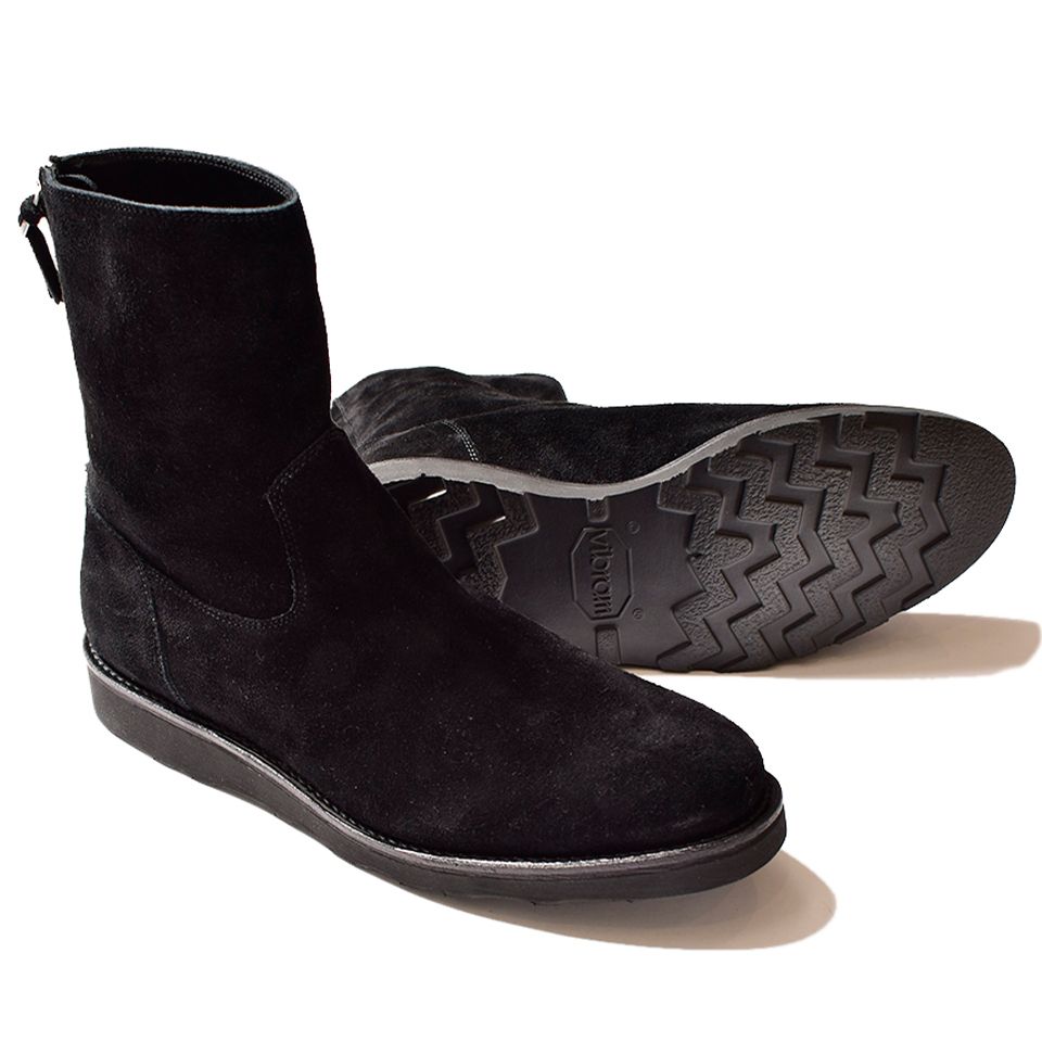MINEDENIM - Suede Leather Back Zip Boots Black | River