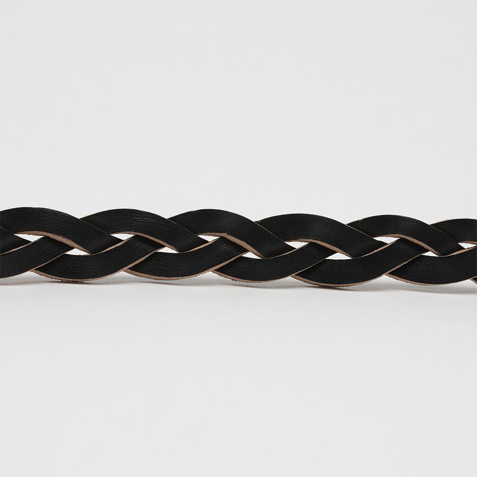 2 CM BRAIDED BELT   Black Leather