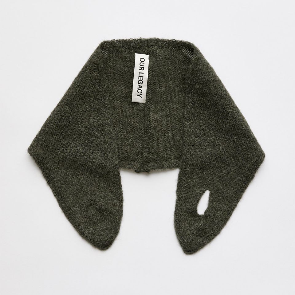 MINIATURE SCARF  Moss Green Fuzzy Alpaca