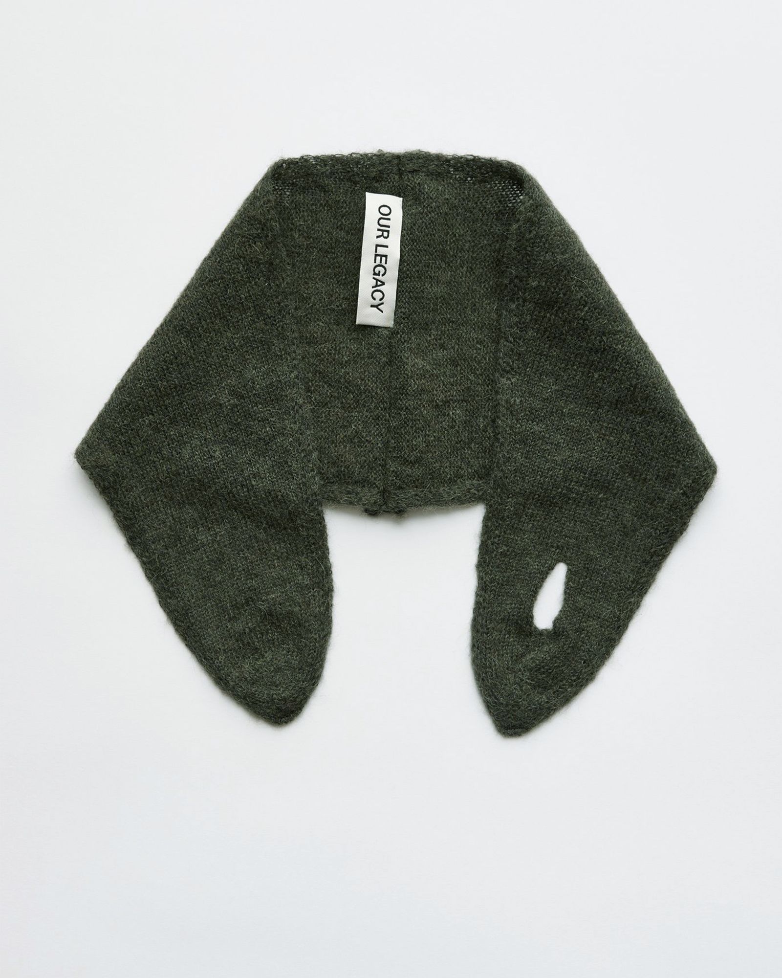 MINIATURE SCARF  Moss Green Fuzzy Alpaca