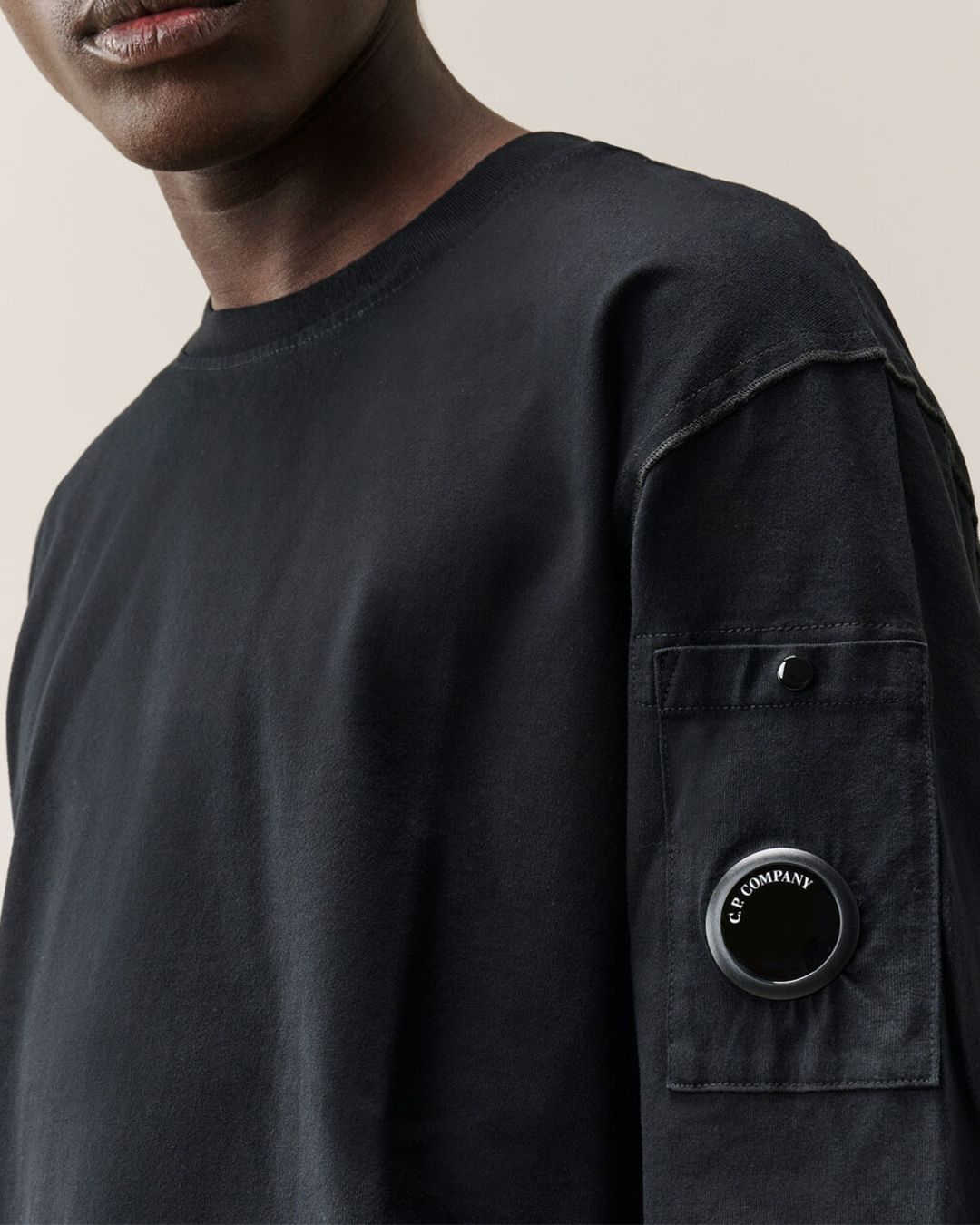 30/2 Mercerized Jersey Twisted Long Sleeve Lens T-Shirt BLACK