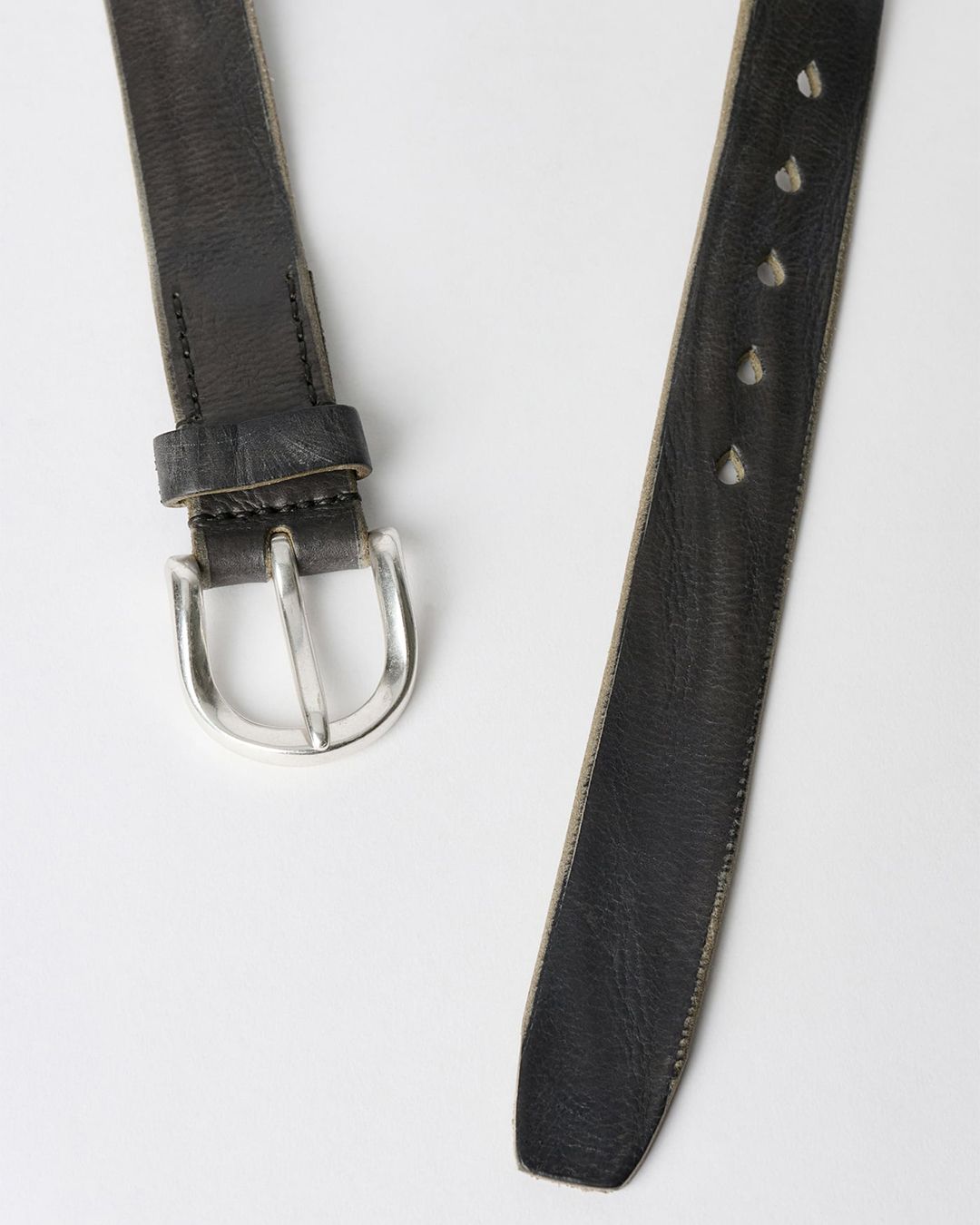 3.5 CM BELT  Soft Coal Torn Bovine