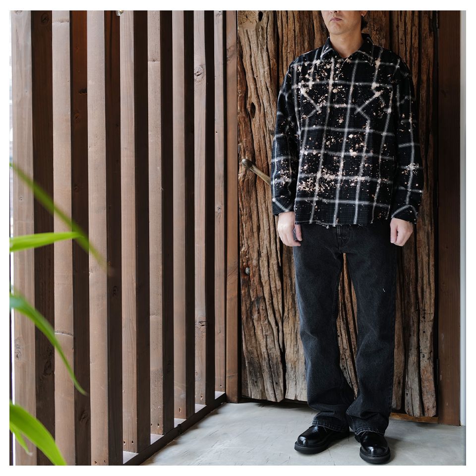 【Last1 M】 【Rafu】 Bleached shirt  Black