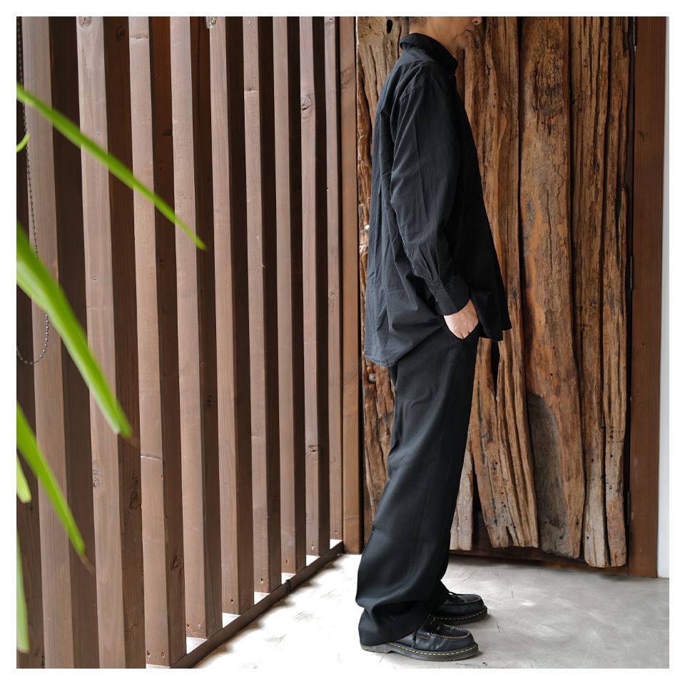 【Last1 Size44】 BORROWED BD SHIRT Black Voile