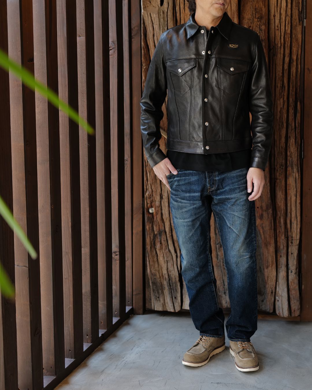 Western Jacket -ウェスタン ジャケット- 【Tight-Fit】   (シープレザー / 裏地:ブラックニット ) Black