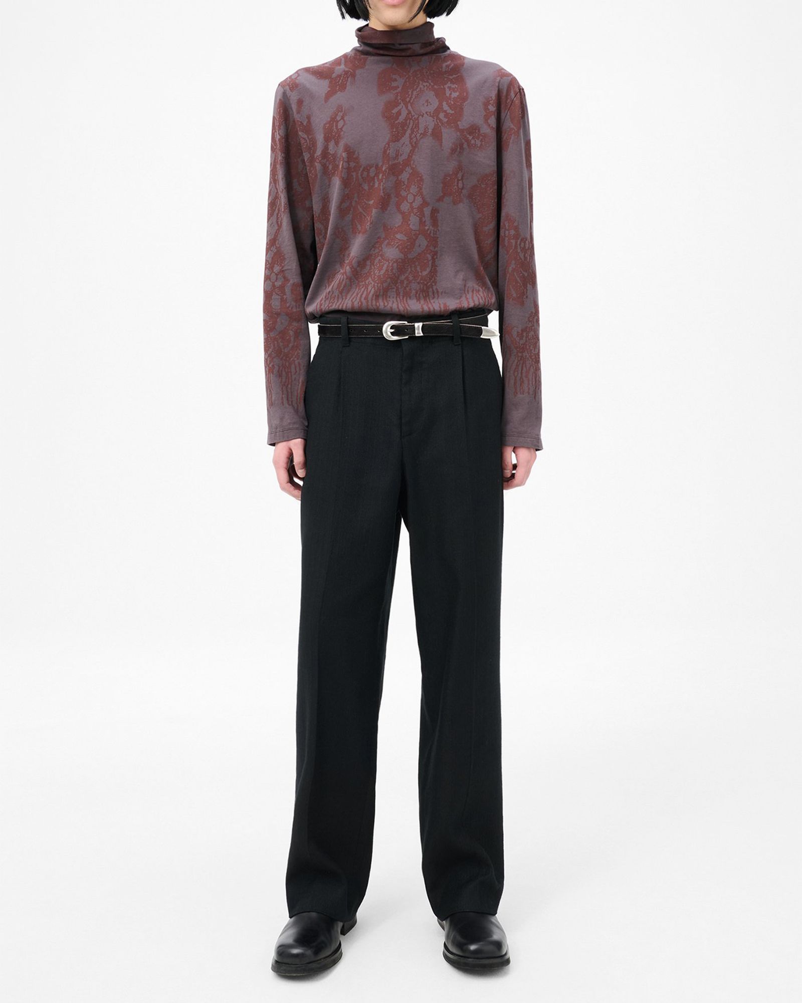 BORROWED CHINO   Coal Black Link Stripe Weave