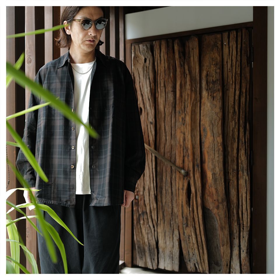 BORROWED SHIRT  Black Sheer Shadow Check