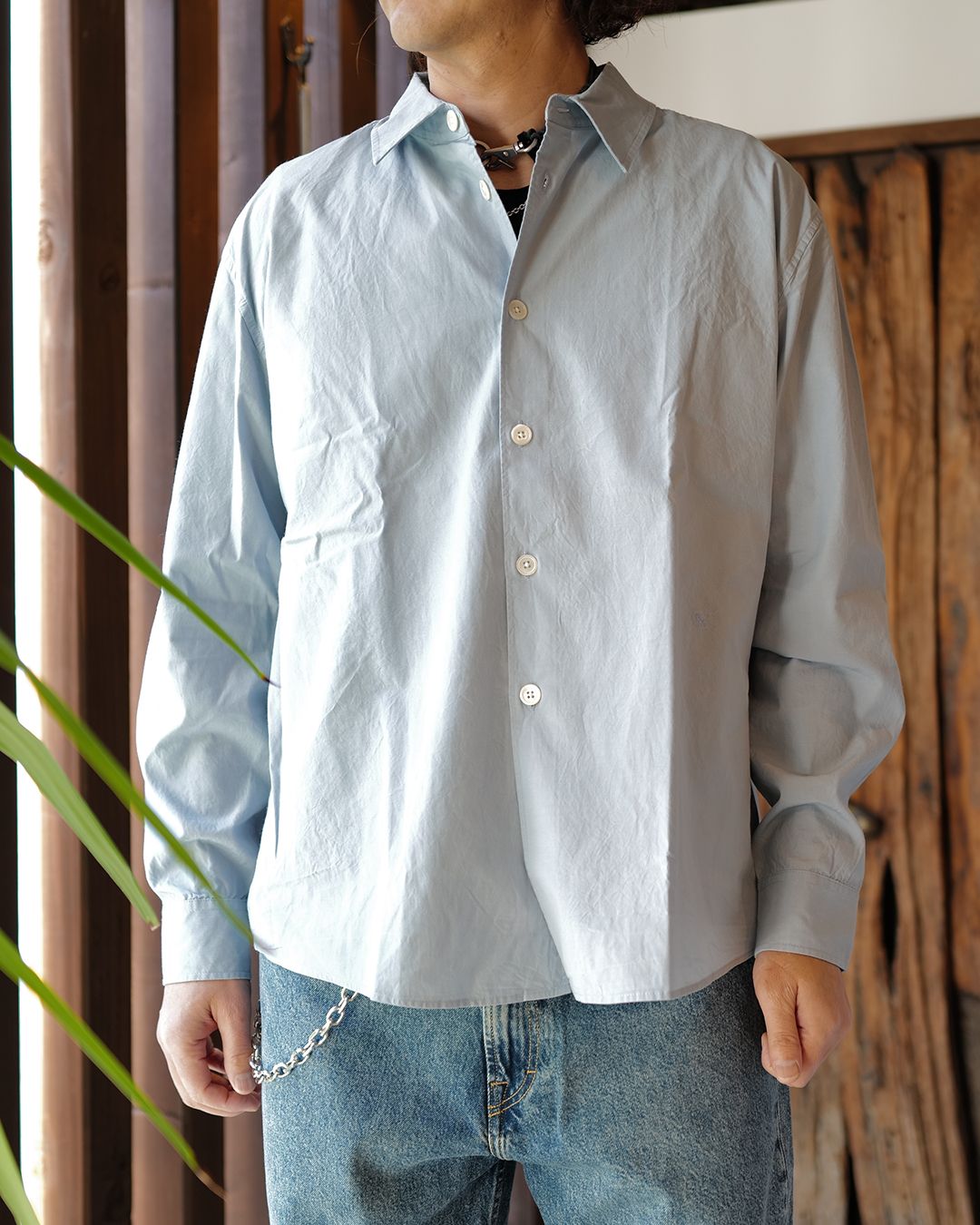 BEYOND SHIRT   Powder Blue Liquid Poplin