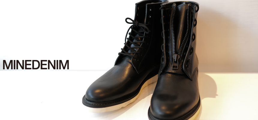 Leather Zipper Unit Military Boots Black -MINEDENIM- | River