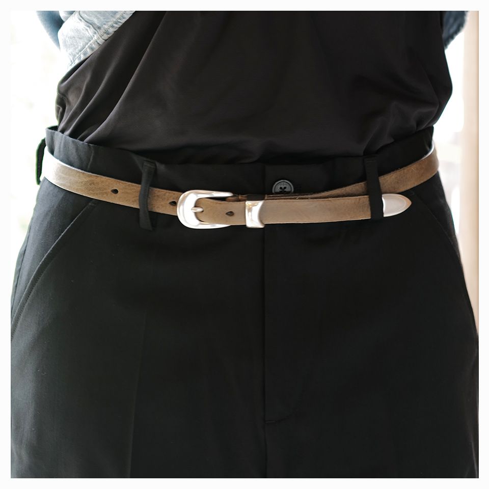 OUR LEGACY - 2 CM BELT Grey Leather | River