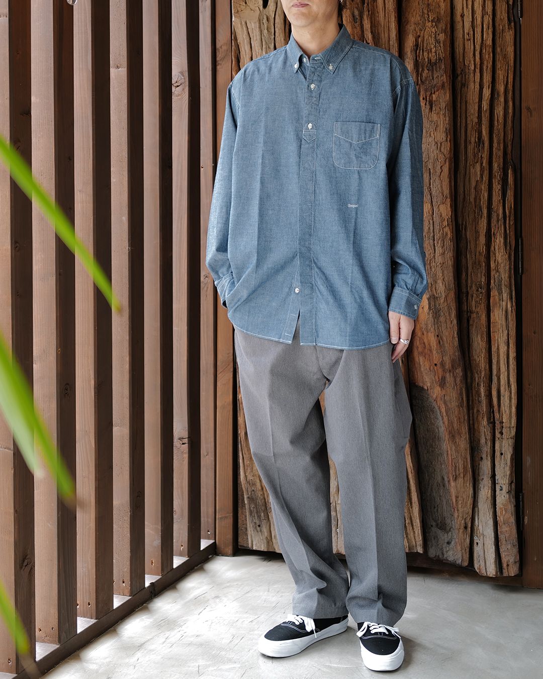 CHAMBRAY LONG SLEEVE SHIRT [BLUE]