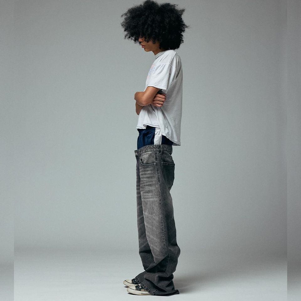 Basketcase - LAX BAGGY DENIM, whisker wash | River
