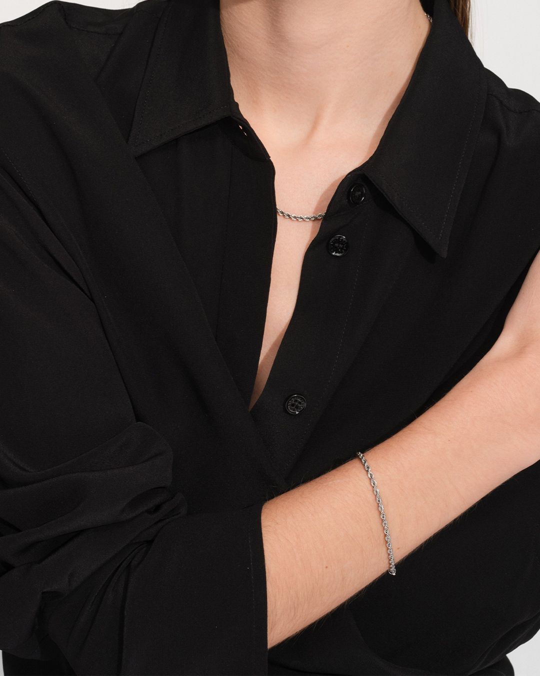 Rope Bracelet 7.7Inch(19.5cm) / ロープ ブレスレット / 925スターリングシルバー / ホワイトロジウムメッキ (ユニセックス)