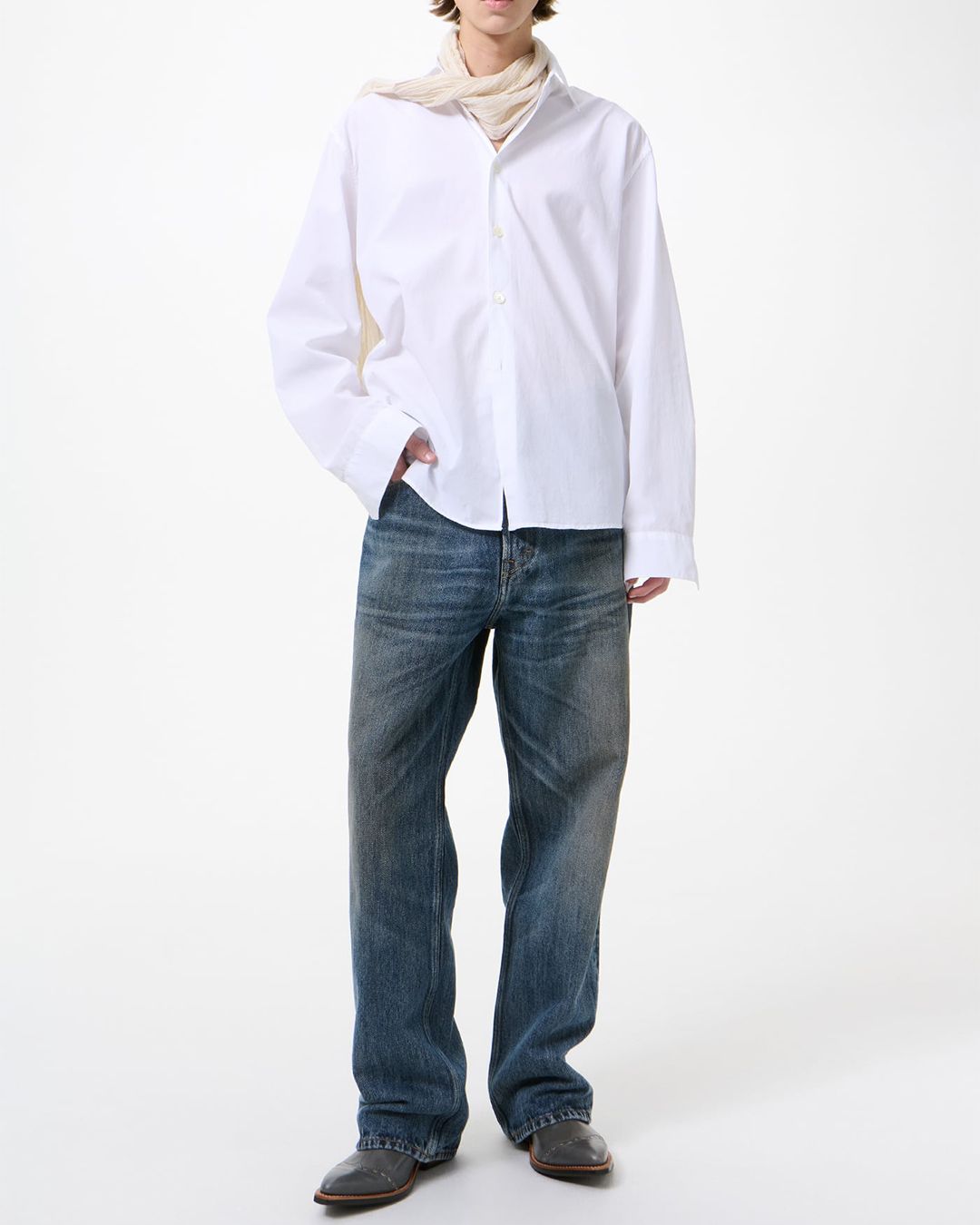 BEYOND SHIRT  White Liquid Poplin