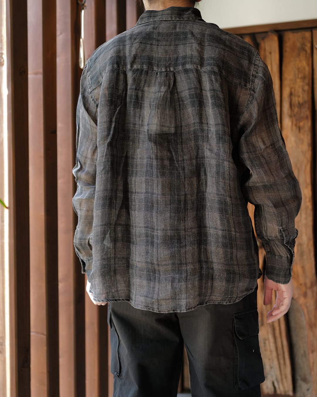 ABOVE SHIRT   Penumbra Check Sheercoat Linen