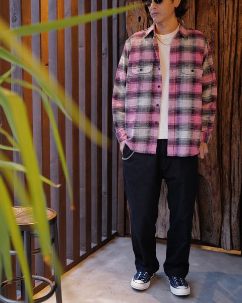 MINEDENIM -Heavy Cotton Flannel Ombre Work Shirt -