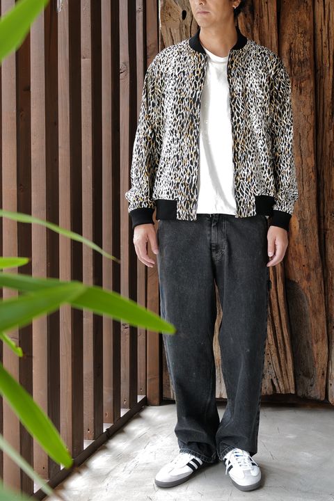 MINEDENIM Leopard RC.Satin Rib Zip Blouson