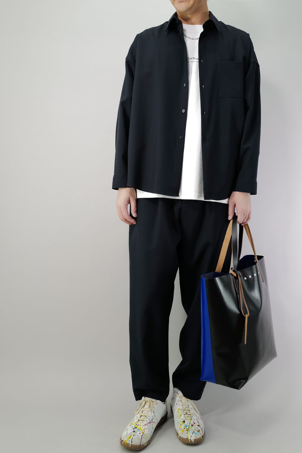 【ラスト1点Size46】TROPICAL WOOL SHIRT  BlueBlack
