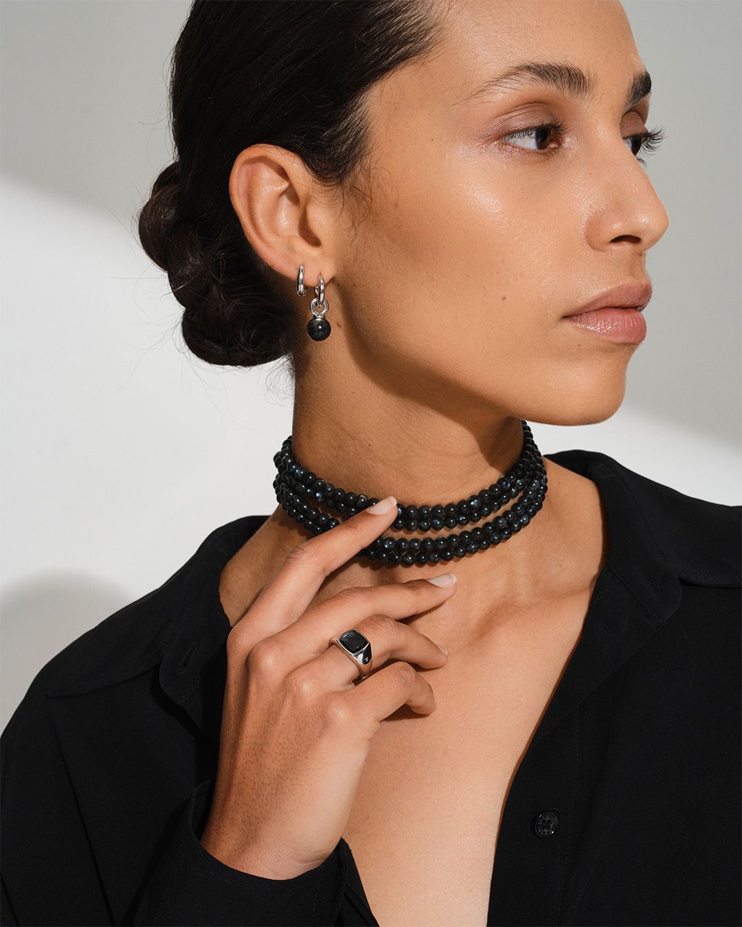 Kay Ring Black Larvikite / ケイ リング ブラック ラルビカイト