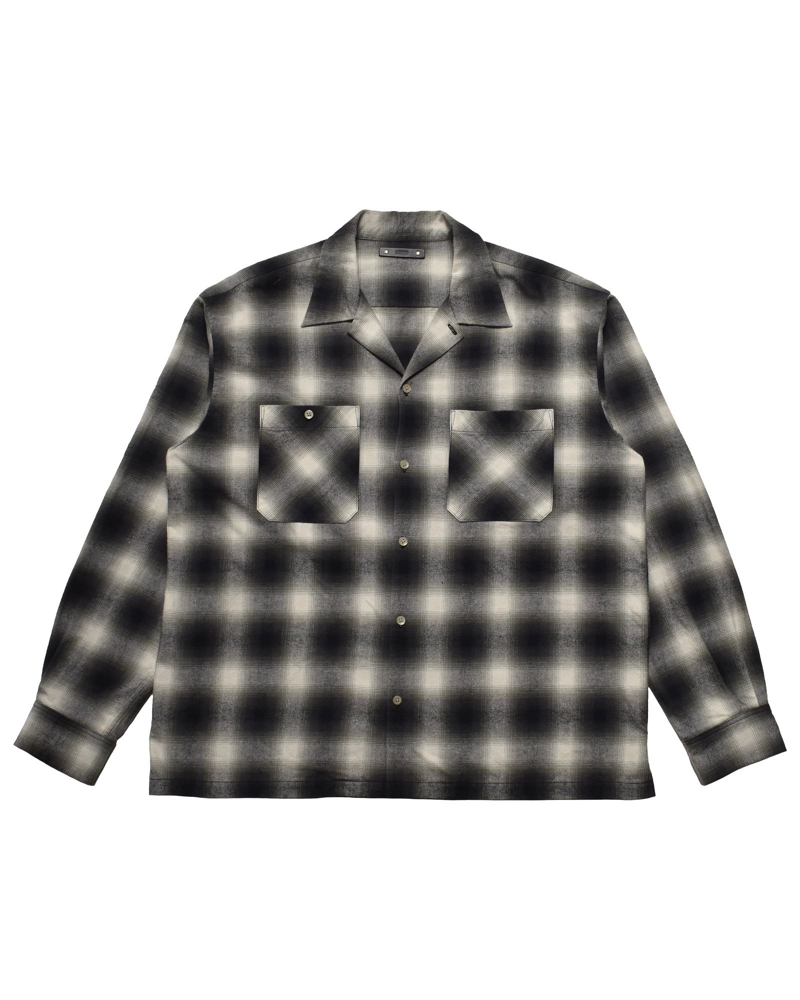 C.Flannel Ombre Open Collar SH  BLT