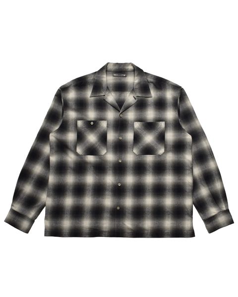 C.Flannel Ombre Open Collar SH  BLT