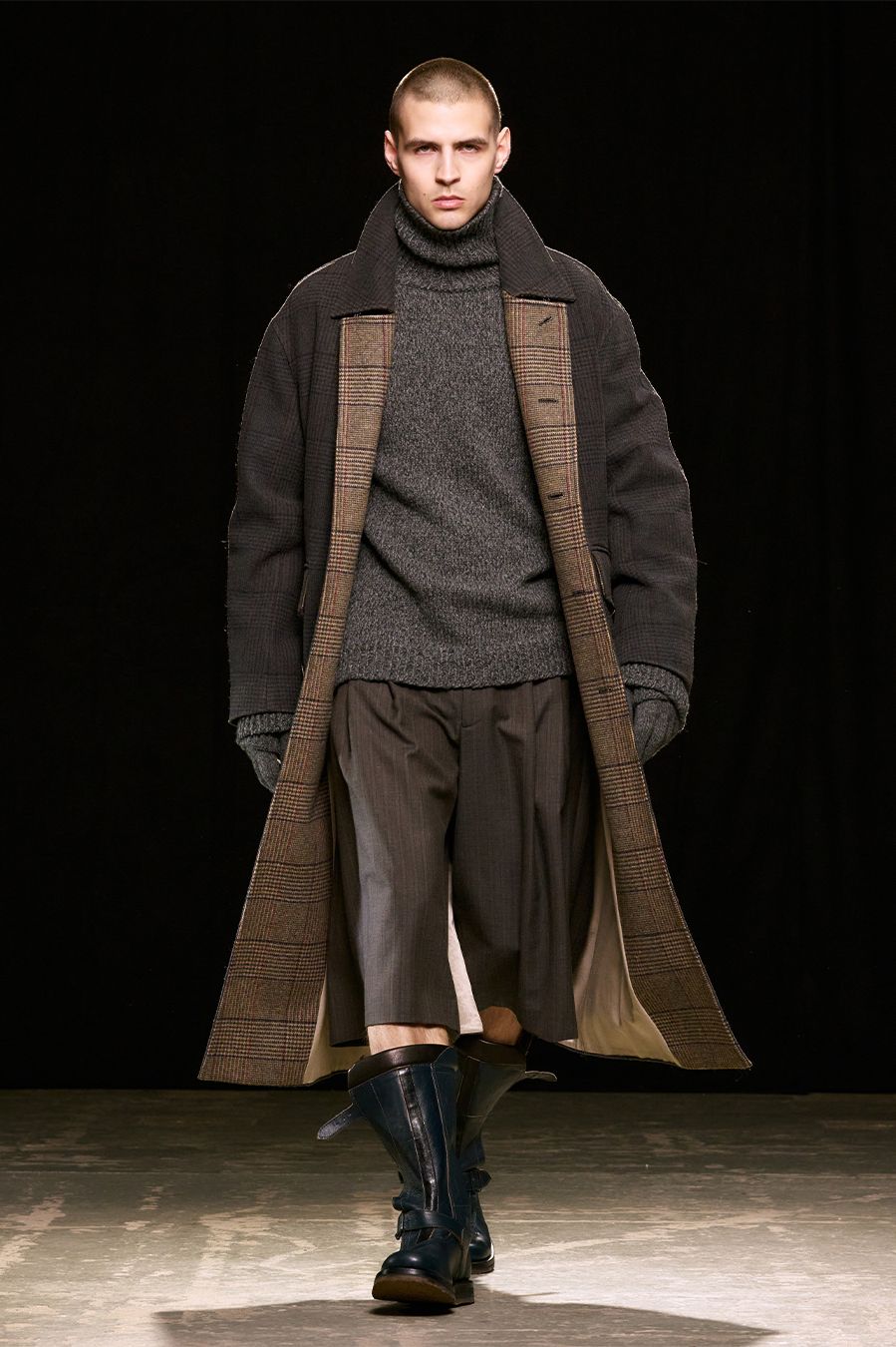 COLLAPSE CARCOAT   Bishop Check Tempered Wool
