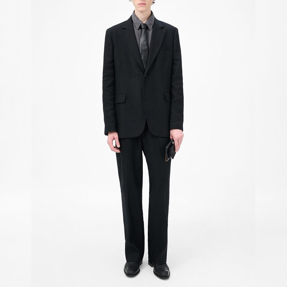 CEREMONY BLAZER   Coal Black Link Stripe Weave